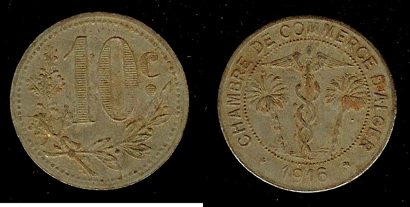 Algeria 10 centimes 1916 gVF